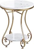 ZUQOACY Couchtische for kleines Wohnzimmer, Blumenregal, Sofatisch – weiße Marmorplatte (Color : Blanco)