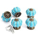 Ndier 5Stk Keramik Knöpfe 40mm Land Art Kürbis Form Keramik Türgriffe Küchenschrank Schrank Schublade Türgriffe mit Schrauben Grün Gartenarbeit