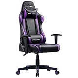 GTPLAYER Gaming Stuhl Bürostuhl Zocker Gamer Ergonomischer Stuhl Einstellbare Armlehne Einteiliger Stahlrahmen Einstellbarer Neigungswinkel (Schwarz-lila)