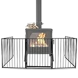 Tubiaz Kaminschutzgitter mit Tür 304cm, Tierschutzgitter Kinderschutzgitte 5-Teilig, Metall Ofenschutzgitter Kamingitter, Kamingitter Türschutzgitter für Kinder und Haustiere