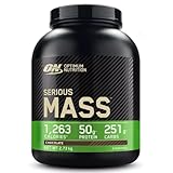 Optimum Nutrition Serious Mass hochkalorisches Proteinpulver für Masseaufbau mit 25 Vitaminen und Mineralien, Kreatinmonohydrat und Glutamin, Schokoladengeschmack, 8 Portionen, 2,73 kg