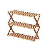 IMYOGI Schuhregal-Organizer, zusammenklappbares Schuhregal, Pflanzenständer, Hausschuhe, Regal, Aufbewahrungsorganisator, natürlicher Bambus, freistehend, platzsparend, 50 cm breit