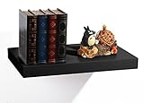 EUGAD Wandregal Schweberegal Wandboard Bücherregal Hängeregal Hochglanzoberfläche DVD CD Regal Holzbrett für Schlafzimmer Wohnzimmer Küche und Flur Schwarz breit 30cm 0089QJ