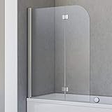 Schulte Badewannenfaltwand Breathe, 2-teilig 113 x 142 cm, 5 mm Sicherheitsglas (ESG) Klar hell, Chromoptik, Montage auf Badewanne, D693476210 41 50