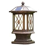 HDGNKG Gartenlandschaft Solar-LED-Lampe Aluminium Deck Zaun Vintage Dekorative Beleuchtung Glasschirm Außenleuchte Wasserdichte Quadratische Pfostenleuchte Für Innenhof, Terrasse, Balkon