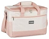 B.PRIME 20L Kühltasche Classic Rose-Gold gestreift I 36x26x22cm I Isoliertasche I Lunch-Tasche I Kühlbox I Picknick-Tasche I Eistasche I Campingtasche I Picknick I Outdoor I Reisen I Einkauf I Auto