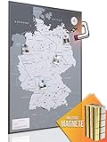 Vacentures Magnetische Pinnwand Deutschlandkarte XL inkl. 2 x 15 magnetische Pins I Markiere Deine Reiseziele I Sammel Fotos und Magnete I Magnet Poster (DIN A1 84x59cm)