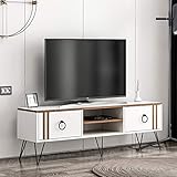 Rumba Wohnwand - TV Lowboard - TV Board - Fernsehtisch in Modernem Design (Weiß/Nußbaum)