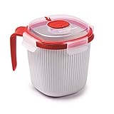 Snips 000847 Mug| Becher für heiße Getränke und Suppen Mikrowellen-Suppentasse mit Deckel | 0,70 L | 14,5 x 14,5 x 12 cm | Weiß und Rot | Hergestellt in Italien, Kunststoff