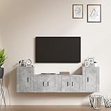 Bussandri Exclusive - 4-TLG. TV-Schrank-Set Betongrau Holzwerkstoff