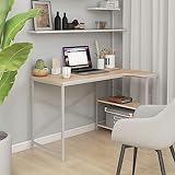 Möbeltisch Computertisch Weiß und Eiche 110x72x70cm Größe Engineered Wood