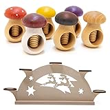 Holzfee Nussknacker Pilz Set 6-teilg + Teelichthalter Pyramide