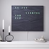 build-yours | Wortuhr Jupiter 50 x 40 x 1,5cm | Moderne LED Wordclock zum Aufhängen oder Aufstellen |Handarbeit|Front Schiefer Optik