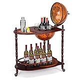 COSTWAY Globusbar Minibar Weltkugel Weinregal Flaschenregal Globus Bar Hausbar Cocktailbar Dekobar Tischbar, mit Rollen, mit Tischplatte