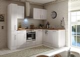 respekta Winkelküche Küchenzeile Küche L-Form Küche Landhausküche Weiß 250x172 cm