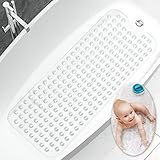 Duschmatte, Anti rutsch badewanne, Badewannenmatte, rutschfeste Badematte für Badewanne, Naturkautschuk mit super Saugnäpfe, Schimmel resistente, Antibakterielle, 100cm X40cm (Transparent)