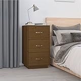 JUNZAI Nachttisch, Nachtschrank, Nachtkonsole, Bedside Tables, Nachtkästchen, Beistellschrank, Nachtkommode, Nightstand, Honigbraun 40x40x75 cm Massivholz Kiefer