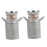 MERRYHAPY 2 Stück Blecheimer Handgefertigte Bauernvasen Schäbiger Vintage-Krug Blumenvase Innentöpfe Für Pflanzen Vintage-Vasen Für Blumen Töpfe Für Zimmerpflanzen Schäbiger