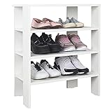 RICOO Schuhregal schmal und hoch 70x60x32cm Standregal Pressholz Weiß WM039-WM, Schuhständer mit 3 Ebenen, Schuhschrank offen, Schuhablagen Flur shoe rack, Standregal klein, Schuhregale weiss