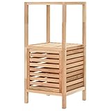 Gecheer Badezimmerschrank Lagerregal Badregal Ablageschrank Massiveholz, mit Stauraum für Bad und Wohnzimmer, Natur 39,5 x 35,5 x 86 cm