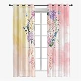 Hiseng Schiebegardinen Voile Vorhang Gardinen 2er Set, Traumfänger Sheer Schiebevorhänge Lichtdurchlässig Flächenvorhänge für Wohnzimmer Fensterschal Schlafzimmer (107x160cm,Traumhaft Blume)