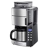 Russell Hobbs Kaffeemaschine mit Mahlwerk Thermokanne [Digitaler Timer, Brausekopf für opt. Extraktion & Aroma] Grind&Brew (max 10 Tassen, 3-stufige Mahlgradeinstellung) Filterkaffeemaschine 25620-56