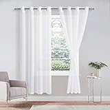 DWCN Sheer Voile Vorhang Transparente Gardine mit Ösen 2 Stücke Ösenschal für Wohnzimmer, Babyroom，Schlafzimmer, Weiß, 160x132cm(HxB)