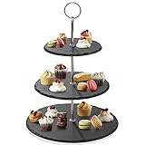 Qhecomce Tortenständer Schiefer Etagere 3 Etagen - Cupcake Ständer 3 stöckig Runder Servierturm Dessert Ständer für Hochzeit, Geburtstagsparty, Heimdekoration