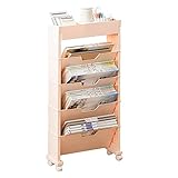 UPQRSG Klassenzimmer Bücherregal, Kunststoff, Leicht, Großes Fassungsvermögen, Kinder Bücherregal, Universal Rad Design, Premium Eck Bücherregal Aus Kunststoff, für Schüler Im Klassenzimmer(Rosa)