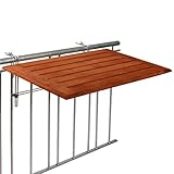 VIDEX GmbH & Co. KG Balkonhängetisch Bambusholz 50 x 80cm, Balkonklapptisch aus Bambusholz, Balkontisch klappbar für Balkongitter & -Brüstung