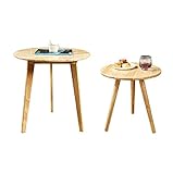 XIBANY Satztische, Gummiholz, runder Tisch, Couchtisch, kleine Wohnung, Beistelltische, Beistelltische, Set mit 2 Satztischen für Wohnzimmer/Beige/2-teiliges Set Feito NA China