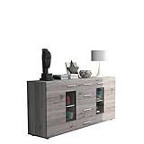 Mirjan24 Kommode Twist Anrichte Highboard Sideboard Schrank Naturtöne Mehrzweckschrank Wohnzimmerschrank, Anrichte (ohne Beleuchtung, San Remo Dunkel)