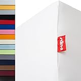 r-up Passt Spannbettlaken 180x200-200x220 bis 35cm Höhe viele Farben 100% Baumwolle 130g/m² Oeko-Tex stressfrei auch für Boxspringbetten (Weiss)