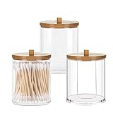 ANBEEISS Wattestäbchen Behälter, Wattepadspender Aufbewahrung Hälter, Kosmetikpads/Ohrstäbchen/Make Up Organizer Spender Behälter mit Klar Deckel, für Badezimmer Schminktisch, mit 100 Wattestäbchen