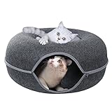 Yajimsa Katzenbett, Tunnel, rund, abnehmbar, aus Filz, kratzfest, innovatives Spielzeug für Katzen, Kätzchen, Spielbett für Haustiere, 50 x 50 x 20 cm