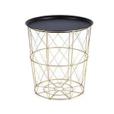 Kreativer nordischer goldener Eisen-Couchtisch schmutziger Aufbewahrungskorb Tee Obst Snack Serviceteller Tablett Bett Wohnzimmer Sofa Seite (Farbe: B)