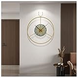 Wanduhr, Schlichtes Design im nordischen Geweih-Stil, geräuschlose Quarzuhr, geeignet für Wohnzimmer, Schlafzimmer, Flur, Wanduhr, Gold, 61 x 73 cm