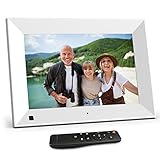 BSIMB digitaler Bilderrahmen 8 Zoll HD IPS Bildschirm, elektronischer Bilderrahmen mit Fernbedienung Bewegungssensor, automatisch Drehung, Wandmontierbar, Geschenk für Familie, weiß