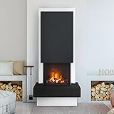 muenkel design Milano - Opti-Myst Elektrokamin Kaminofen Kamin - mit Heizung - Naturstein Nero Schiefer Schwarz - Rauchfang Schwarz-Grau