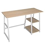 WOLTU® Schreibtisch TSG25hei Computertisch Bürotisch Arbeitstisch PC Laptop Tisch, mit 2 Ablagen, aus MDF und Stahl, 120x50x73cm(BxTxH)