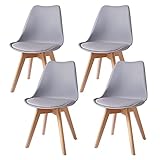 WAFTING 4er Set Esszimmerstühle Gepolsterter Stuhl mit Buchenholz-Beinen und Weich Gepolsterte Chair für Esszimmer Wohnzimmer Schlafzimmer Küche Besprechungsraum, (Gepolstert Grau)