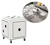 DAZulI Schuhschrank 5-in-1 Würfel-Sofashocker, stapelbarer Ottomanen-Fußhocker mit Rollen, Schuhwechsel-Fußstütze, für Wohnzimmer Schlafzimmer (Farbe: Blanc, Größe: Large)
