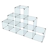 Glassteckvitrine „Pyramide“ Glasregal | Vitrine 9 Fächer Glasplatten 30x30cm o. 40x40cm normales Glas Verkaufsvitrine Pyramidenregal Ausstellungsvitrine Messevitrine Verkaufsregal Messeregal Glas