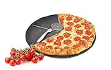 ZEYADA Pizzateller Set ø36cm Schiefer mit Pizzaschneider Pizzaschneidebrett Pizzabrett