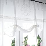 Elvira Offwhite Bestickt Raffgardine 160x120cm Gardine Raffrollo Landhaus Shabby Chic Vintage Franske Leinenoptik