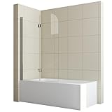 WOWINNE Badewanne Duschwand 110x140cm Duschwand für Badewanne Faltbar Duschwand 2-teilig Duschabtrennung 6mm Nano Sicherheitsglas