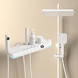 WPHH Duschsystem Klaviertasten, LED Digitalanzeig Duschset, 4-Funktions-Duscharmatur, Wandmontage Badewanne Duschsäule Set Mit Wannenauslauf, Handbrause, Regenduschkopf, Handspritzpistole