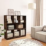 Homgoday Bücherregal Standregal Aufbewahrungsregal Büroregal Mit 8 Fächern Regal für Wohnzimmer Arbeitszimmer Büro Schlafzimmer Räuchereiche 97,5x29,5x100cm Holzwerkstoff