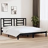 ZEYUAN Massivholzbett, Familienbett, Betten, Bed Frame, Bettboden, Bettrahmen, Bettstell, Schwarz 180x200 cm 6FT Super King Size