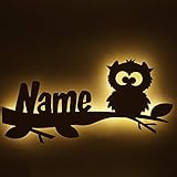 Schlummerlicht24 Led Nachtlicht Wand Lampe Eulen Zauber Eule Geschenke mit Namen Babyzimmer Baby Erstausstattung Wickelzimmer Kinderzimmer Eulenmotiv